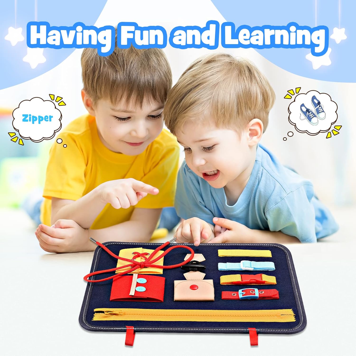 MDINGTD Toddler Busy Board, Preschool Learning Toys/Montessori Toys/Sensory Toys for Toddlers