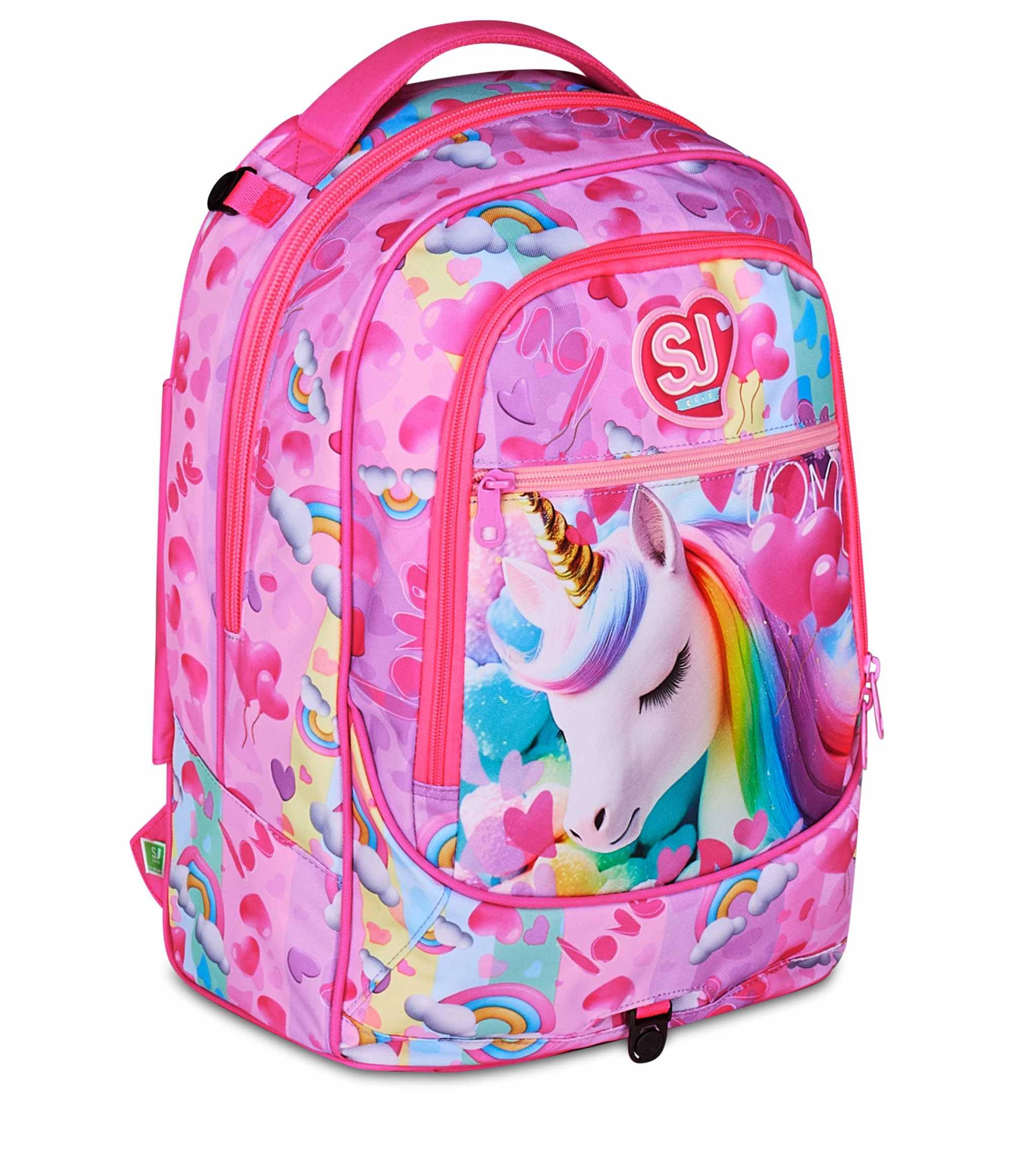 SJ GANG STYLE JAM GANG Trolley Scuola Jack 3 Ruote, Fucsia, 3 in 1, Zaino Triplo Uso con Carrello Sganciabile, 33 L, Zaino Scuola Elementare, Zaino Bambina