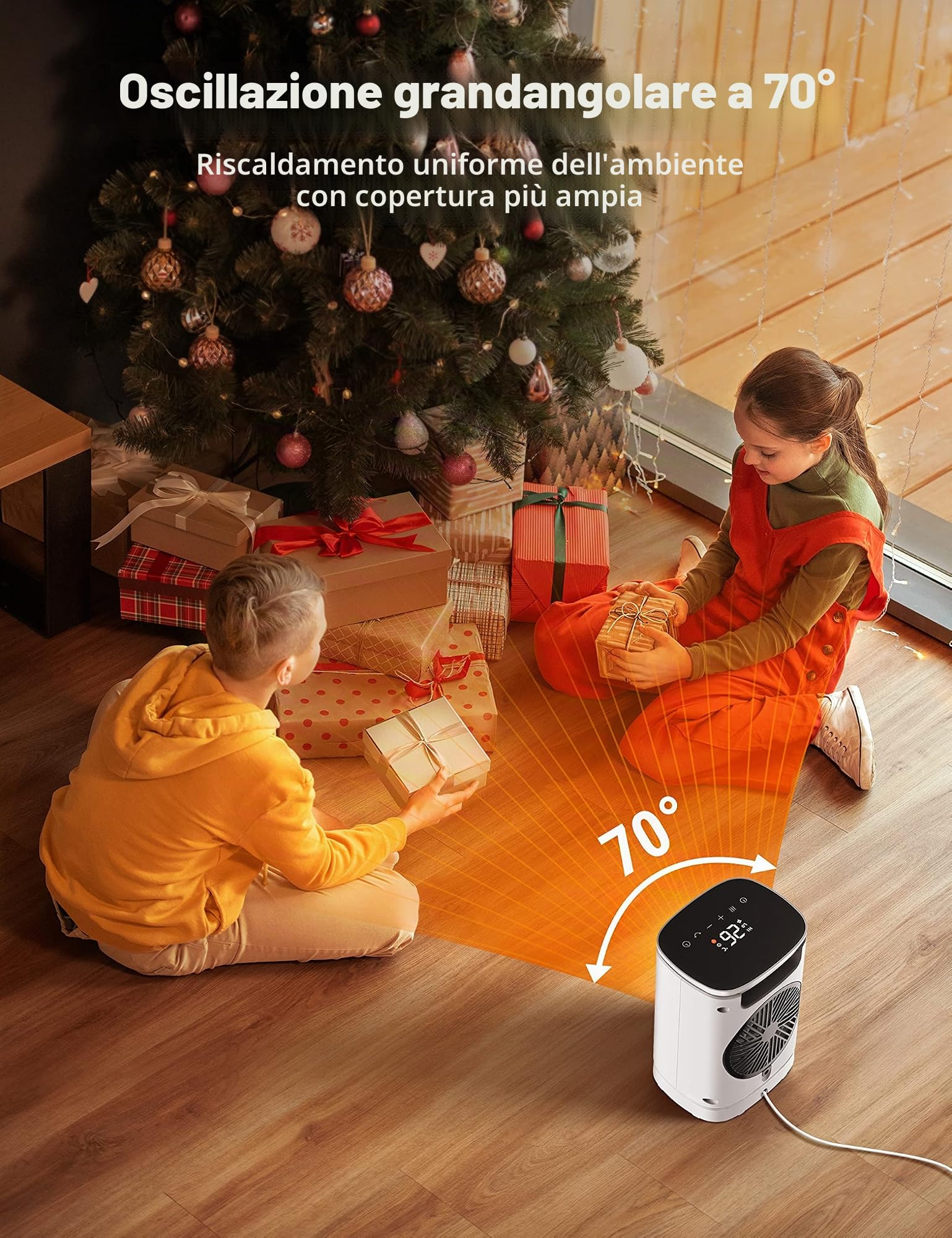 Paris Rhône Termoventilatore a risparmio energetico, 2000 W, con termostato di oscillazione automatica, timer 12 ore, oscillazione di 70°, per bagno, camera da letto, ufficio