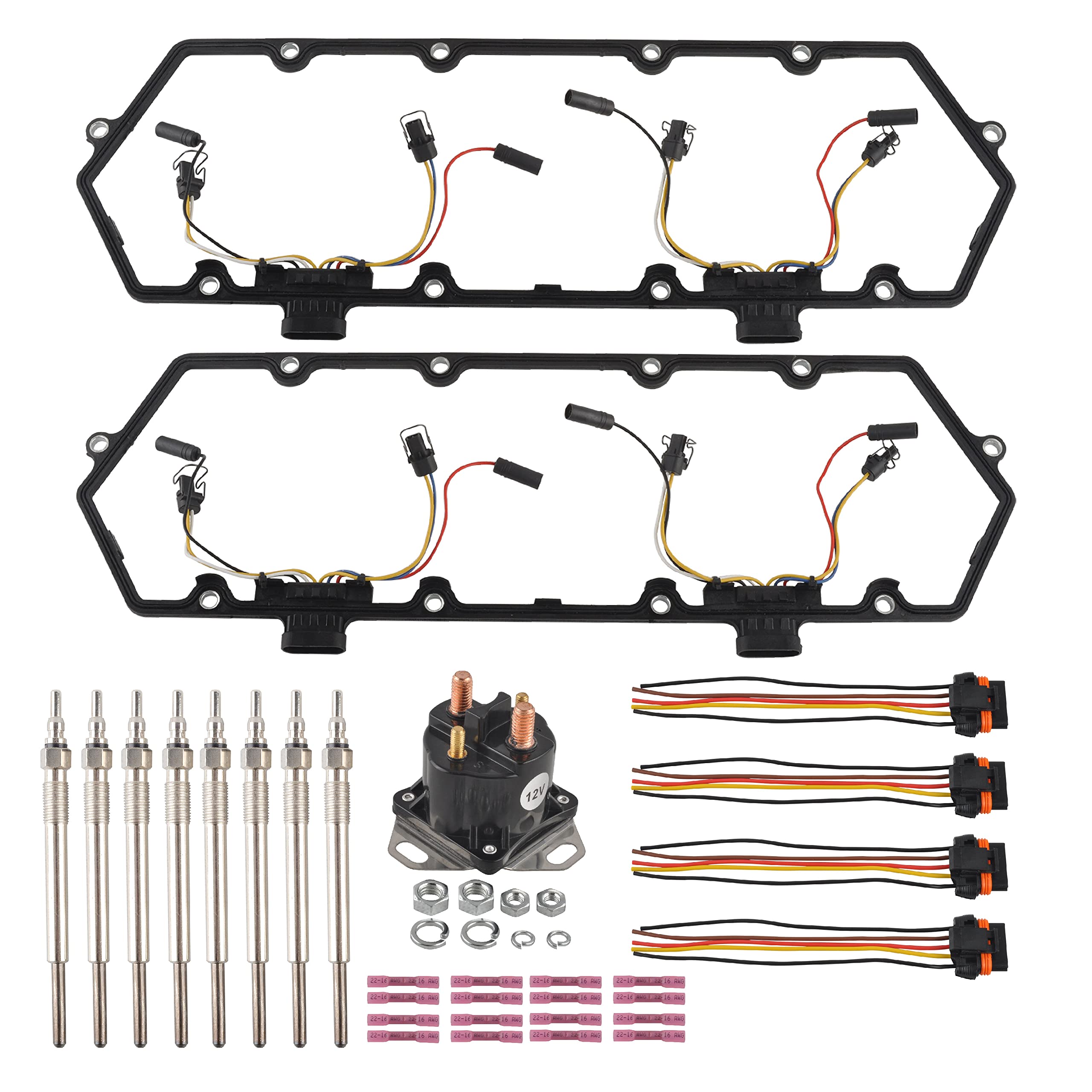 Photo 1 of FGJQEFG Injector Glow Plug Harnesses + Valve Cover Gaskets + Relay Solenoid Compatible 