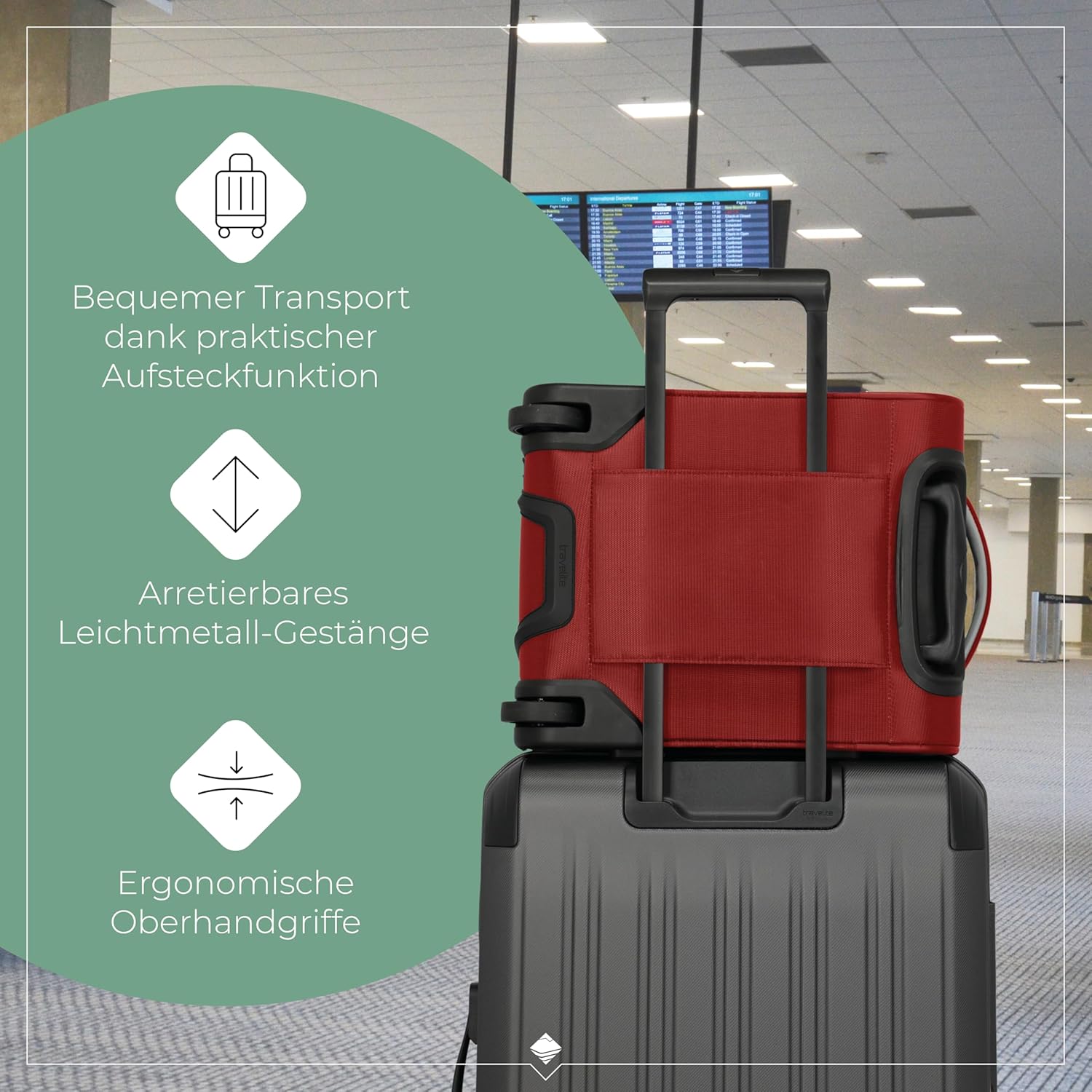 Travelite Jetpack Carry-On Trolley with 2 Wheels, Hand Luggage 40 cm, red, Handgepäck 40cm, On-board trolley with 2 wheels