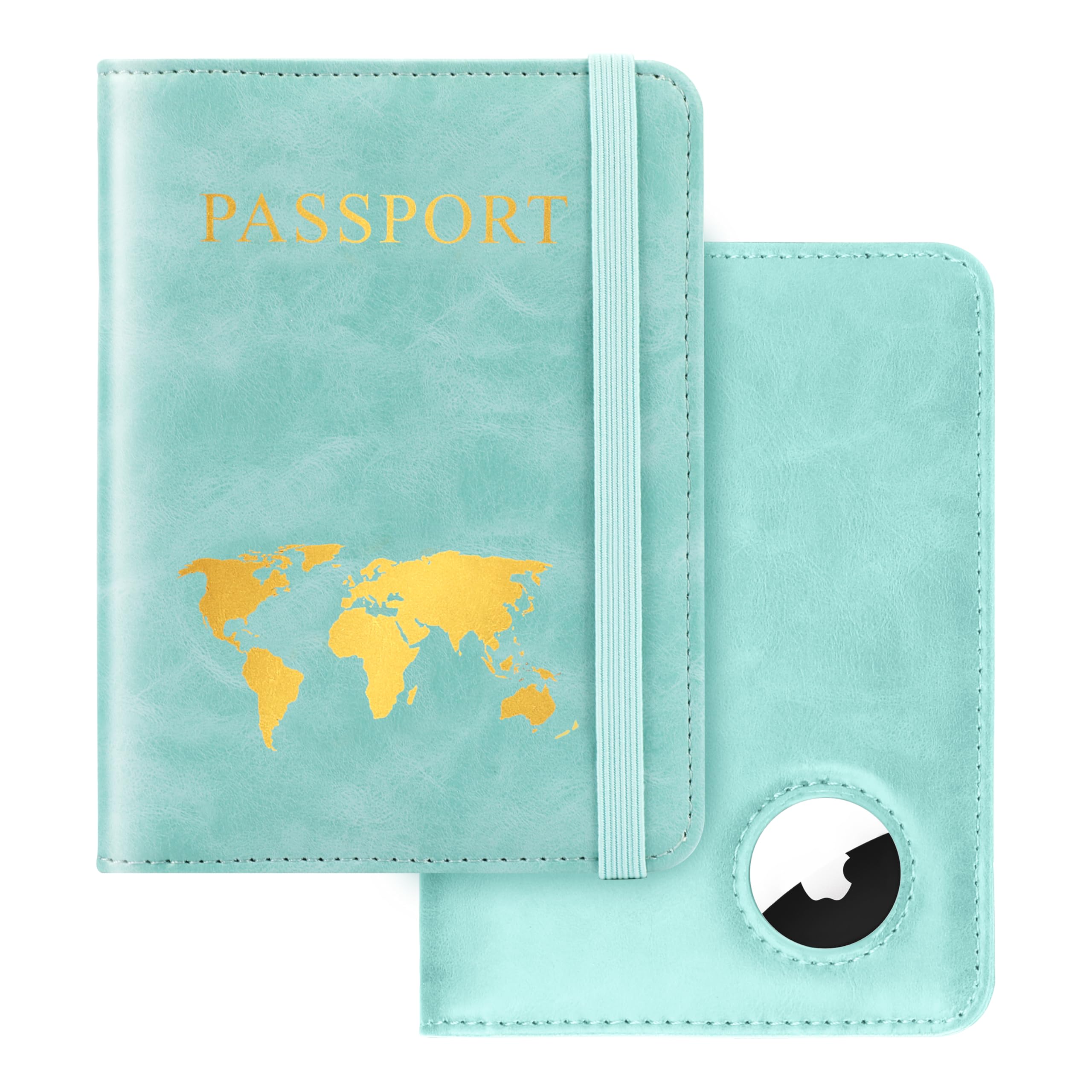 Passport Holder for Travel Women Men - Passport Cover Wallet with Airtag Slot - RFID Blocking PU Leather Passport Holder Case with Card Holder, Pen