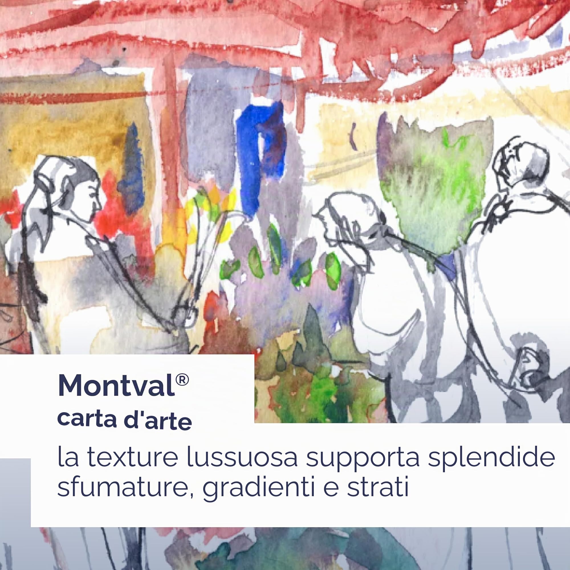 Canson Montval Book carta acquerello, A5, 24 fogli, grana fine, spiralato lato corto,copertina rigida, chiusura con elastico