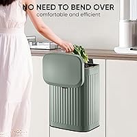 Vista 30 de 2.11Gallon 8L Carbon Steel Trash Can Door Compost Bin Wall Mounted 2 Ways Sliding Lid Compost Bin Countertop Kitchen Hanging Cabinet Door Trash Bin