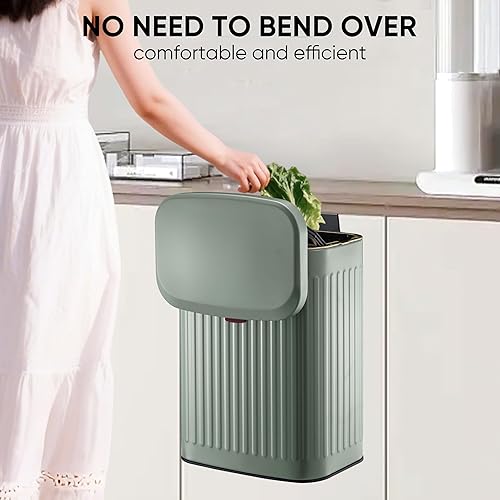 Miniatura 30 de 2.11Gallon 8L Carbon Steel Trash Can Door Compost Bin Wall Mounted 2 Ways Sliding Lid Compost Bin Countertop Kitchen Hanging Cabinet Door Trash Bin