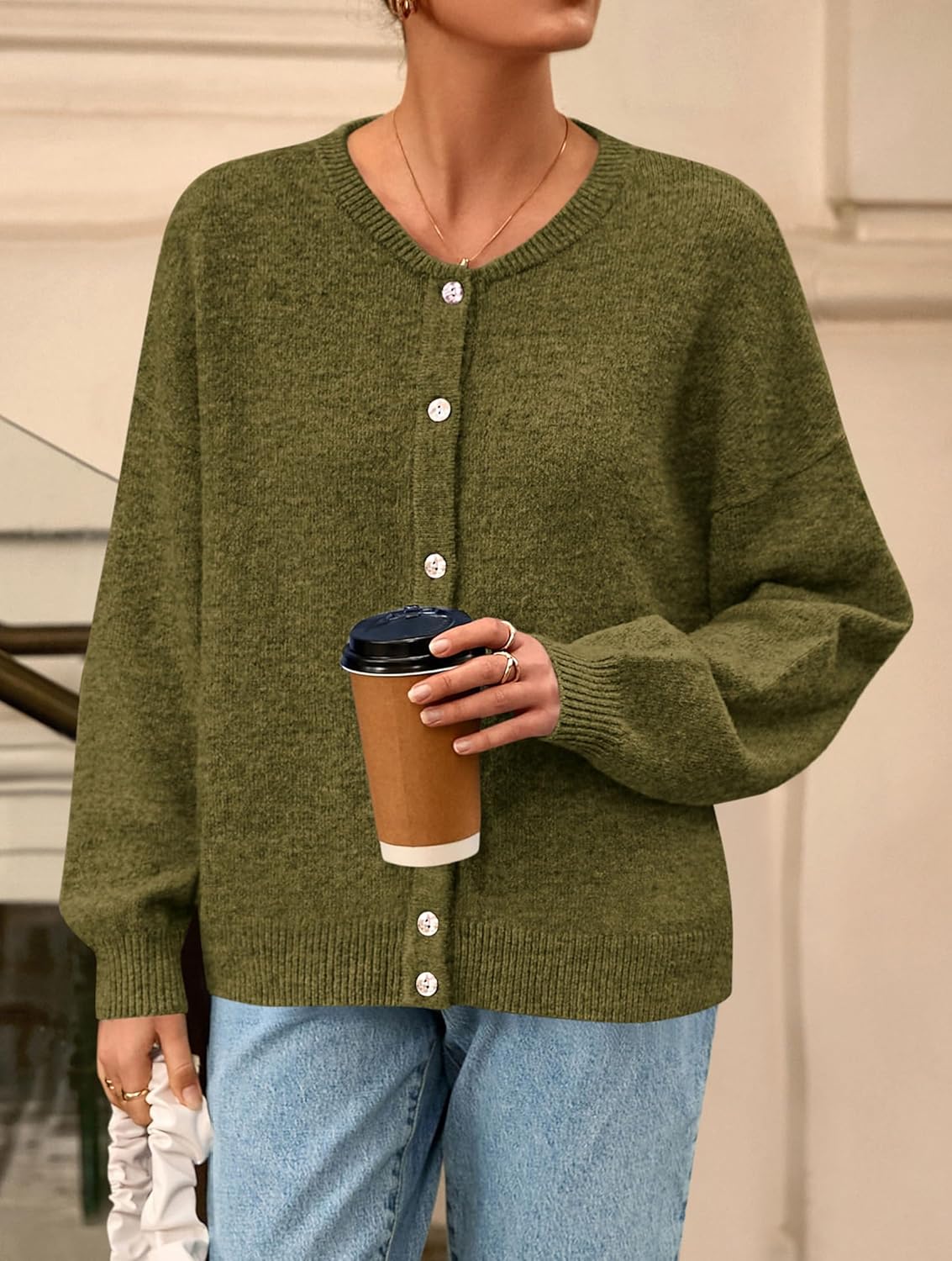 PRETTYGARDEN Fall Long Sleeve Cardigans for Women Trendy 2026 Lightweight Button Down Crewneck Loose Knit Sweater Clothes - Image 5