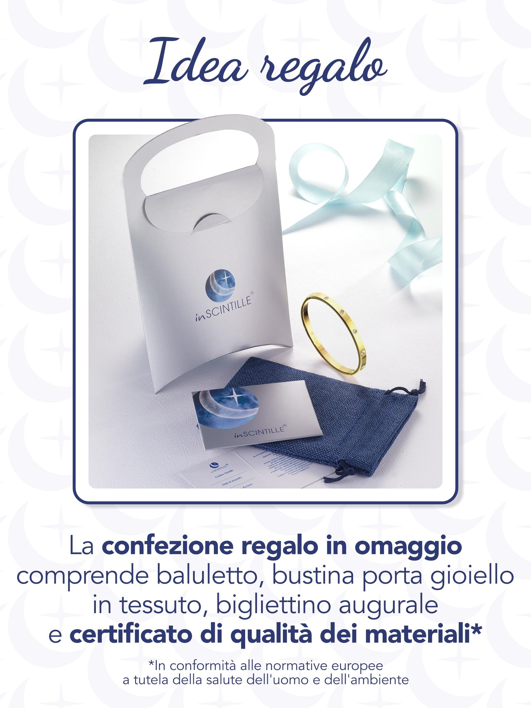 inSCINTILLE Bangle Bracciale Rigido Donna Uomo in Acciaio Inossidabile, Confezione Regalo Donna Uomo Inclusa, Braccialetti Bangles a Cerchio