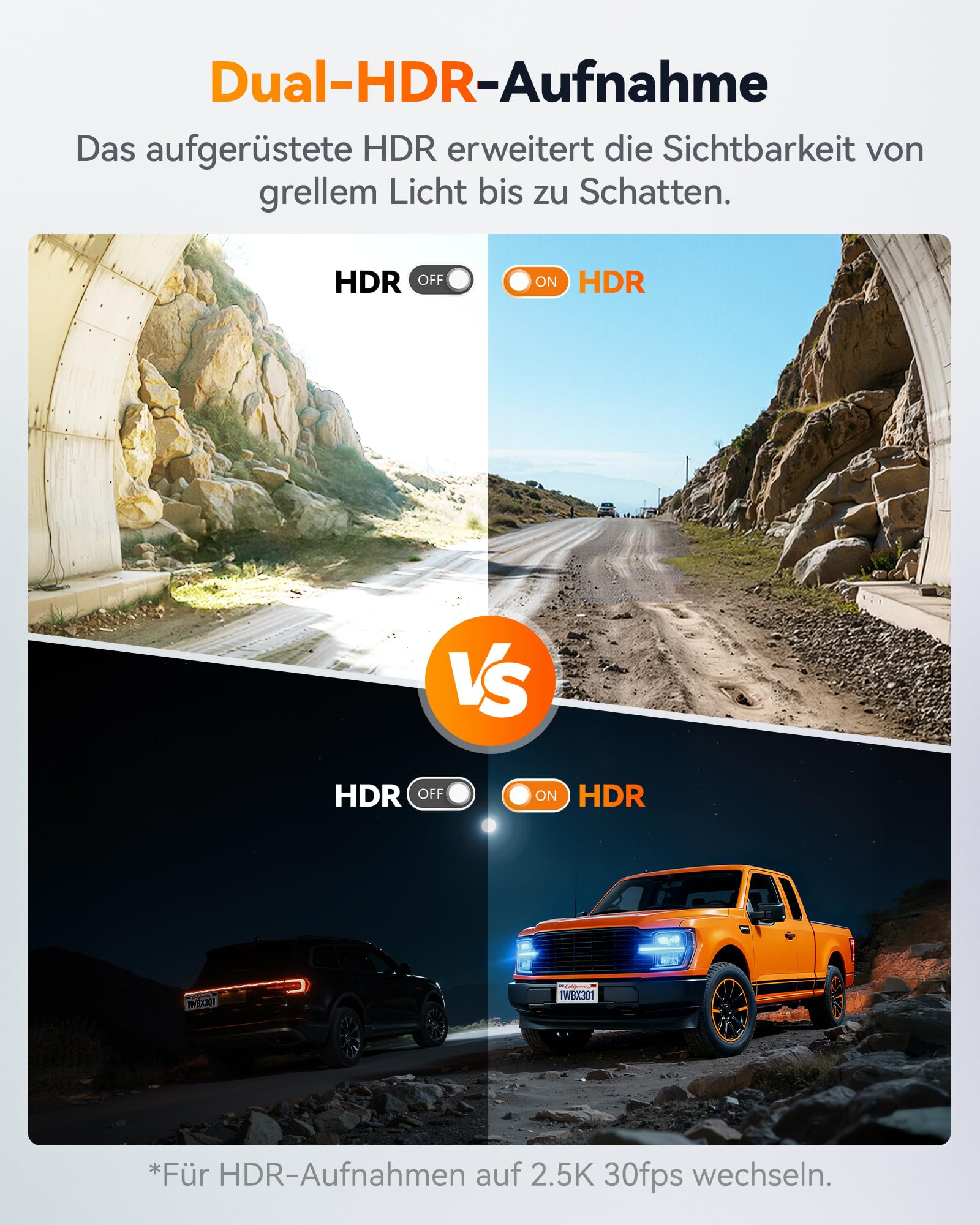 WOLFBOX X3 PRO Dashcam Auto, Dual 5MP STARVIS 2 IMX 675, 1440P 60FPS+1440P ADAS Dashcam Auto Vorne Hinten, Bildstabilisierung mit 5.8GHz WiFi, Sprachsteuerung & Touchscreen, 64GB Karte & GPS Inklusive