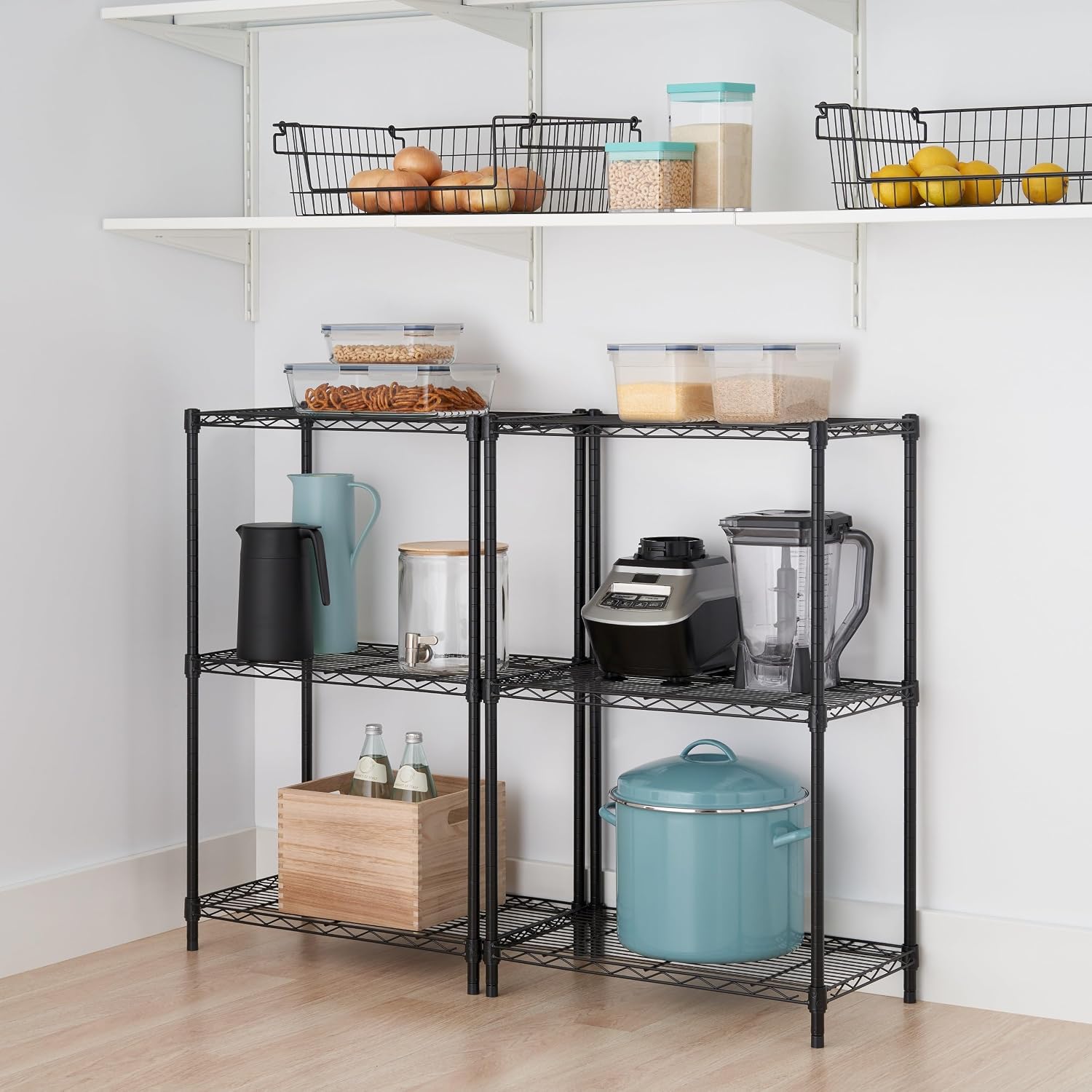 3-Tier Adjustable Metal Wire Shelving Storage Rack for Kitchen Organization, Garage Storage, Laundry Room, NSF Certified, 23.2" x 13.4" x 35.6", Black, Pack of 2 image 3