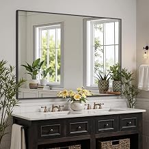 Bathroom Mirror 40" x 30", Large Rectangle Wall Mirror, Black Metal Frame Wall Mounted Mirrors for Bathroom, Vanity, Bedroom, Entryway DecorHorizontal/Vertical