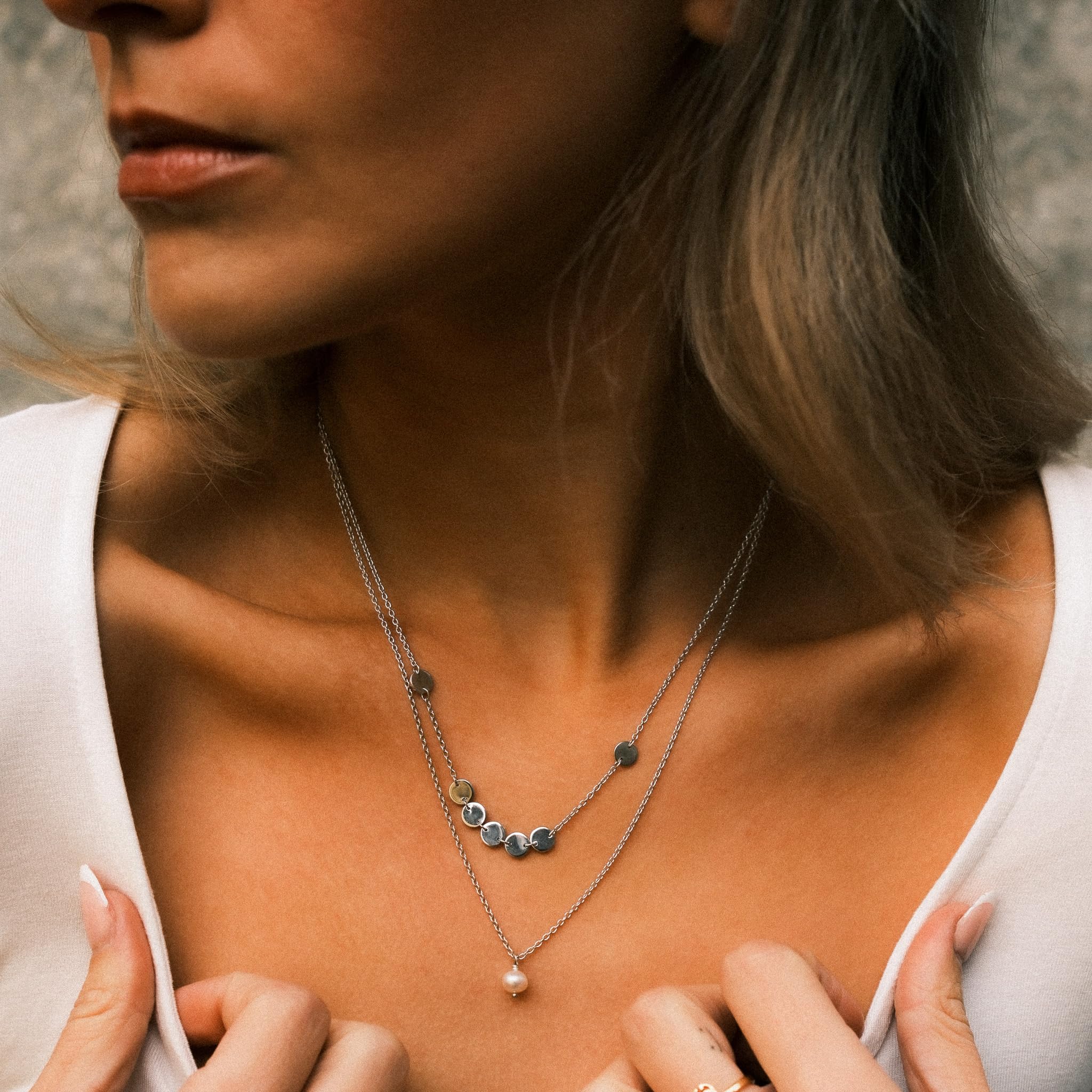Mary & Jules Perlenkette Damen Gold, Kette Damen Gold aus 925 Sterling Silber vergoldet mit echter Süßwasserperle, Geschenk für Frauen & Mädchen, aus recyceltem Silber