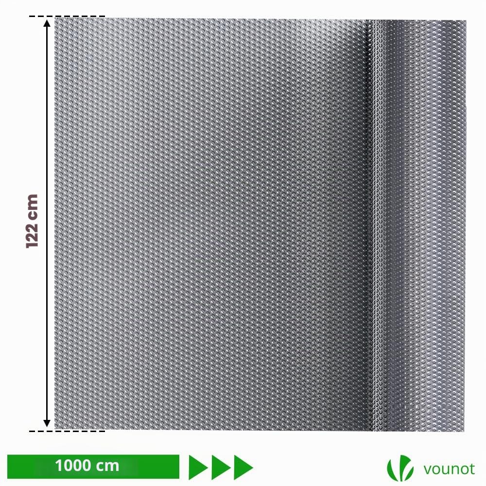 VOUNOT® Aislante Térmico Reflexivo 10 x 1.22 m Aluminio y Burbujas, Lámina Aislante Doble Cara para Frío y Calor, Aislamiento Radiadores para Paredes, Techo, Suelo, Furgonetas, Buhardillas, Garaje