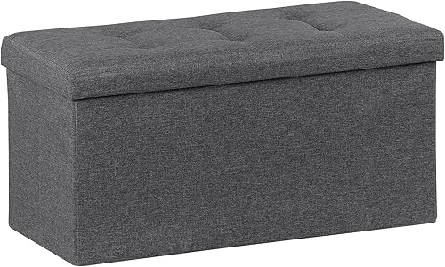 Miniatura 16 de ZenStyle Banco otomano de almacenamiento de 43 pulgadas, reposapiés plegable con asiento acolchado, baúl de almacenamiento largo para zapatos con