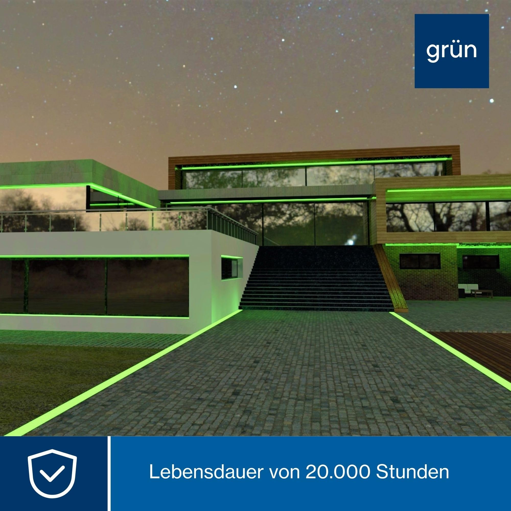 HQ-Power LED-Lichtschlauch, Lichterschlauch außen wetterfest, Lichtschlauch LED, Lichterkette Schlauch, LED Schlauch, Weihnachten, Party, flexibel, Dekoration, 36 LEDs/Meter, grün, 9 m
