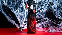 Vista 7 de Zak Designs Marvel Spider-Man - Botella de agua para la escuela o viajes, botella de agua de plástico duradero de 25 onzas con popote, asa y tapa