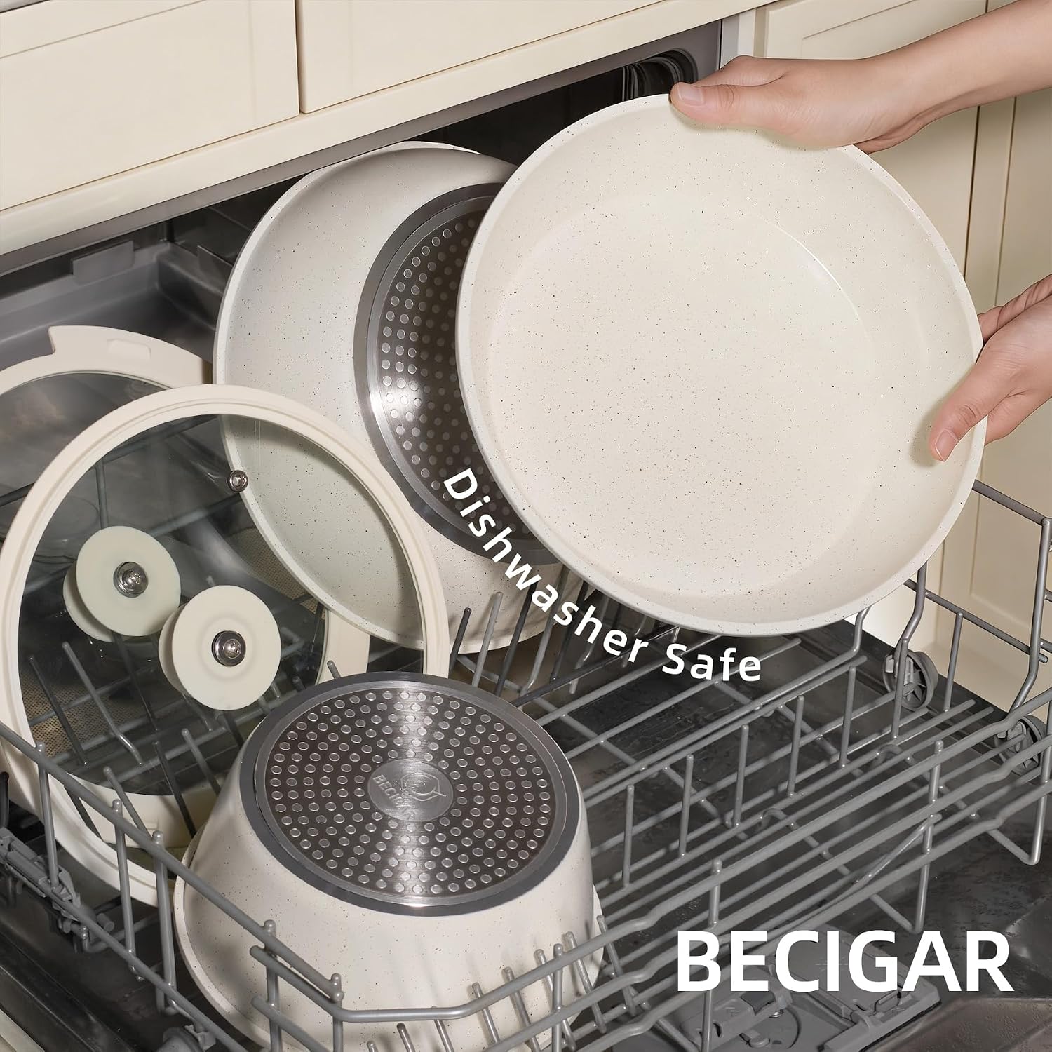 BECIGAR 23PCS Ceramic Pots and Pans Set,Nonstick, Removable Handle Pots and Pans Set, Stackable Pan Set, Ceramic Nonstick Pan Non Stick for Easy Cooking