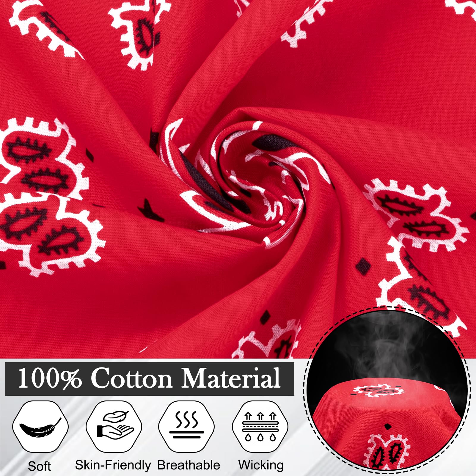 MELLIEX 2 szt. Bandana Mężczyzna Kobieta, Bawełna Paisley Chustka Głowa, Denim Szalik Na Szyję, 70 x 70 cm