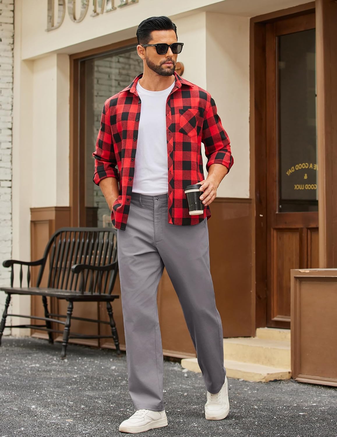 COOFANDY Mens Casual Pants Cotton Classic Fit Stretch Chino Pant Khaki Lightweight Work Dress Slacks - Image 5