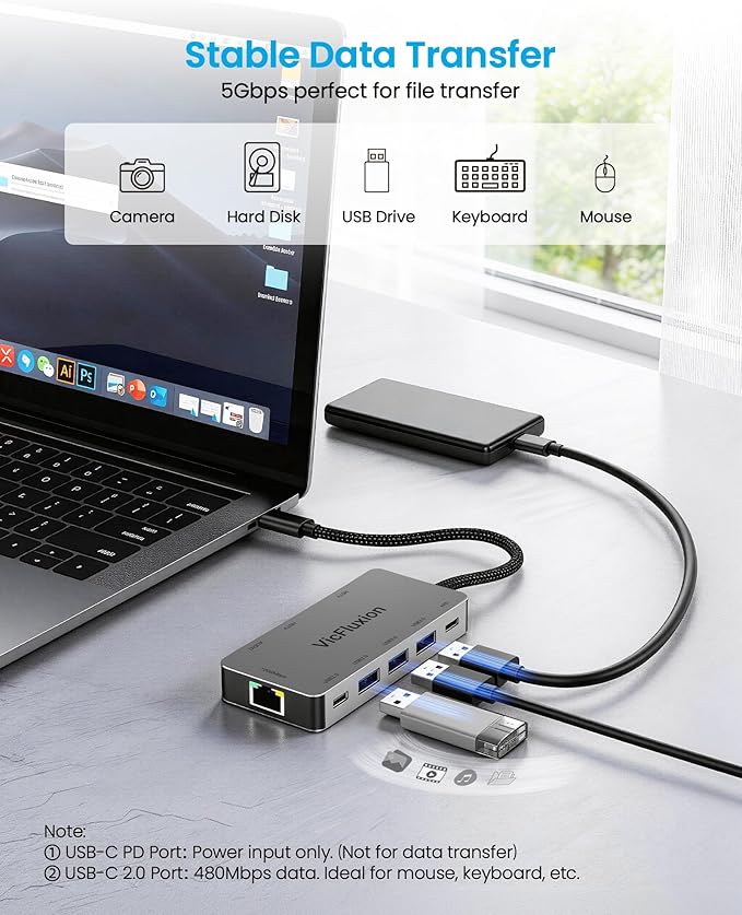 Hub USB C Docking Station 9 en 1 con 2 HDMI 4K, Ethernet, USB 3.0, PD miniatura 6