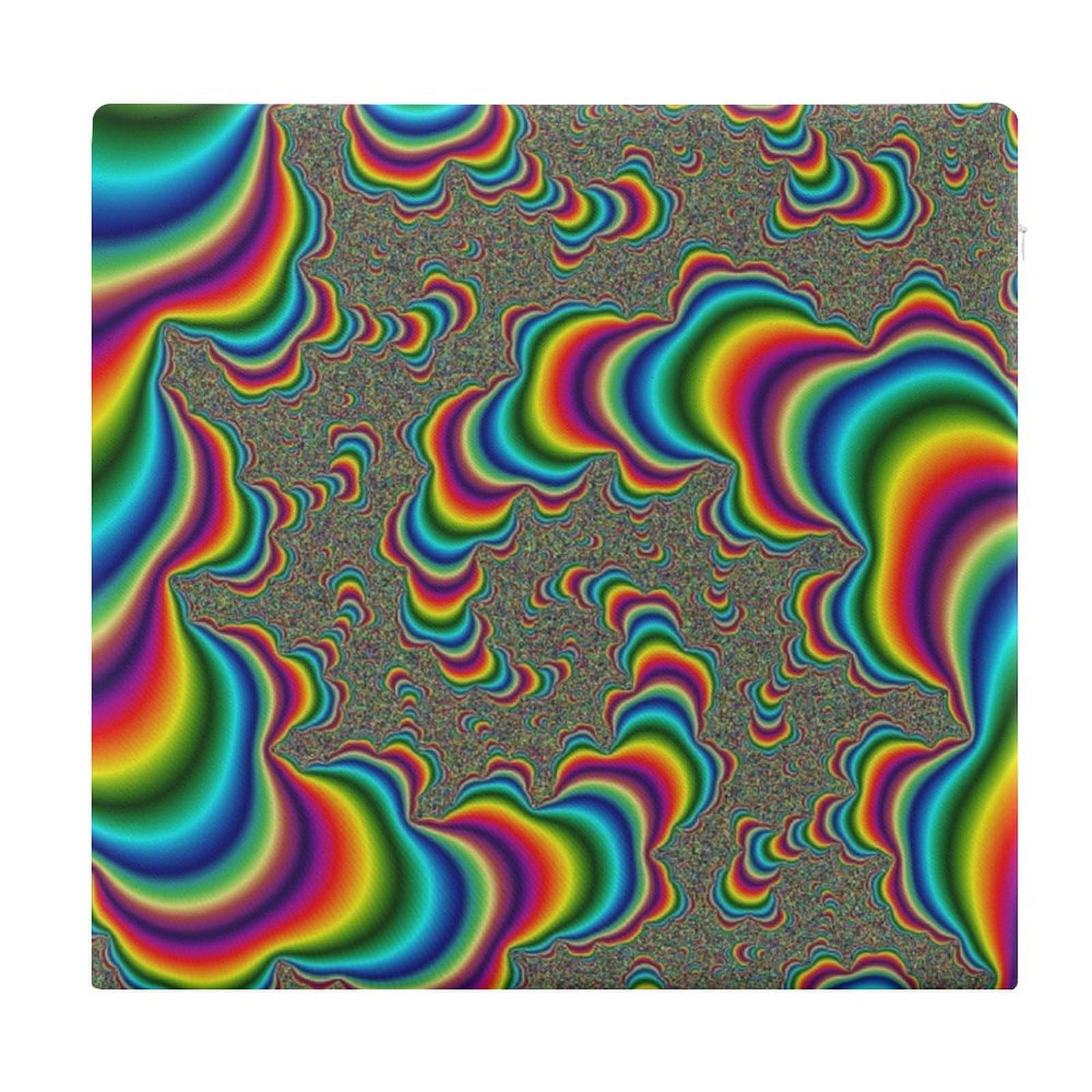 JZemdybill Chair Pad, Psychedelic Trippy Rainbow Seat Pad, Square Chair Cushion for Yoga Living Room Balcony