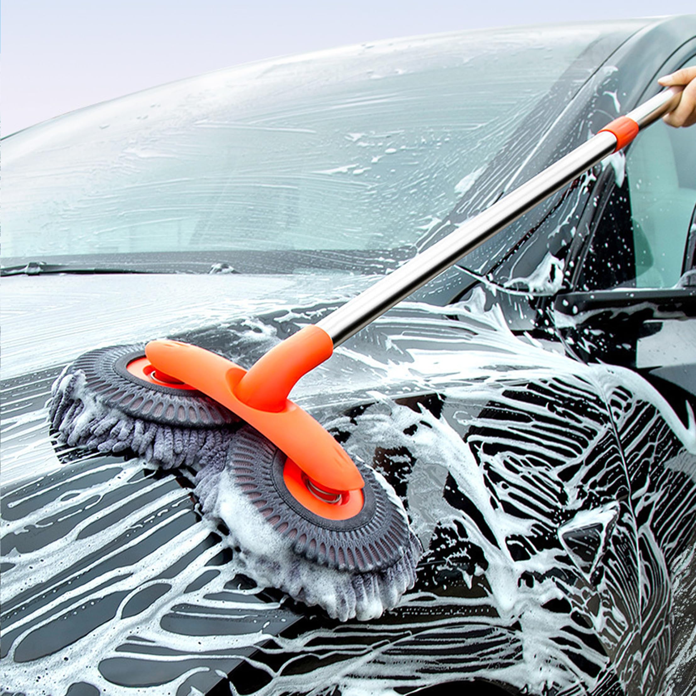 Balai de lavage de voiture, brosse lavage voiture télescopique, double tête en Chenille, outil nettoyage sans rayures pour véhicules, 20 à 45 pouces