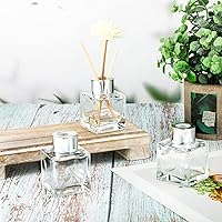 Vista 3 de Sabary Juego de 30 botellas difusoras de vidrio cuadradas con tapas plateadas, juego de botellas difusoras recargables de 1.7 onzas, tarro