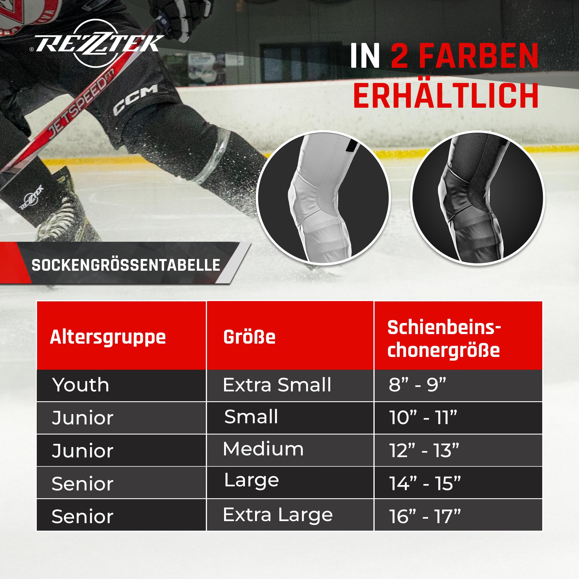 Rezztek Elite Hockeystutzen – Technische Eishockey-Stutzen mit elastischer Passform, Belüftung und strapazierfähigem Design