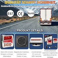 Warmfay Mágneses Vezeték Nélküli LED Hátsó Lámpák Utánfutóhoz 12/24V, Újratölthető Vízálló Világítás Teherautó Traktor 2