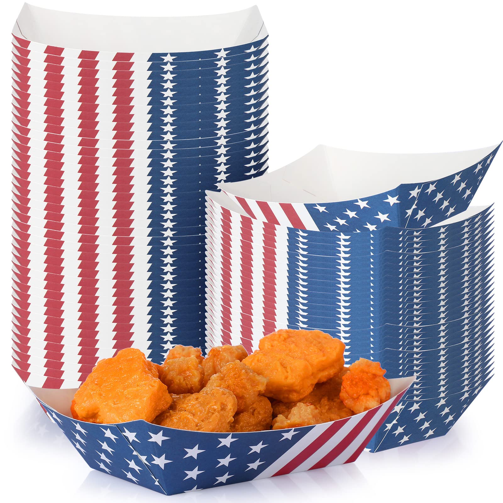 Barquettes en papier motif drapeau américain avec grande capacité de 0,9 kg