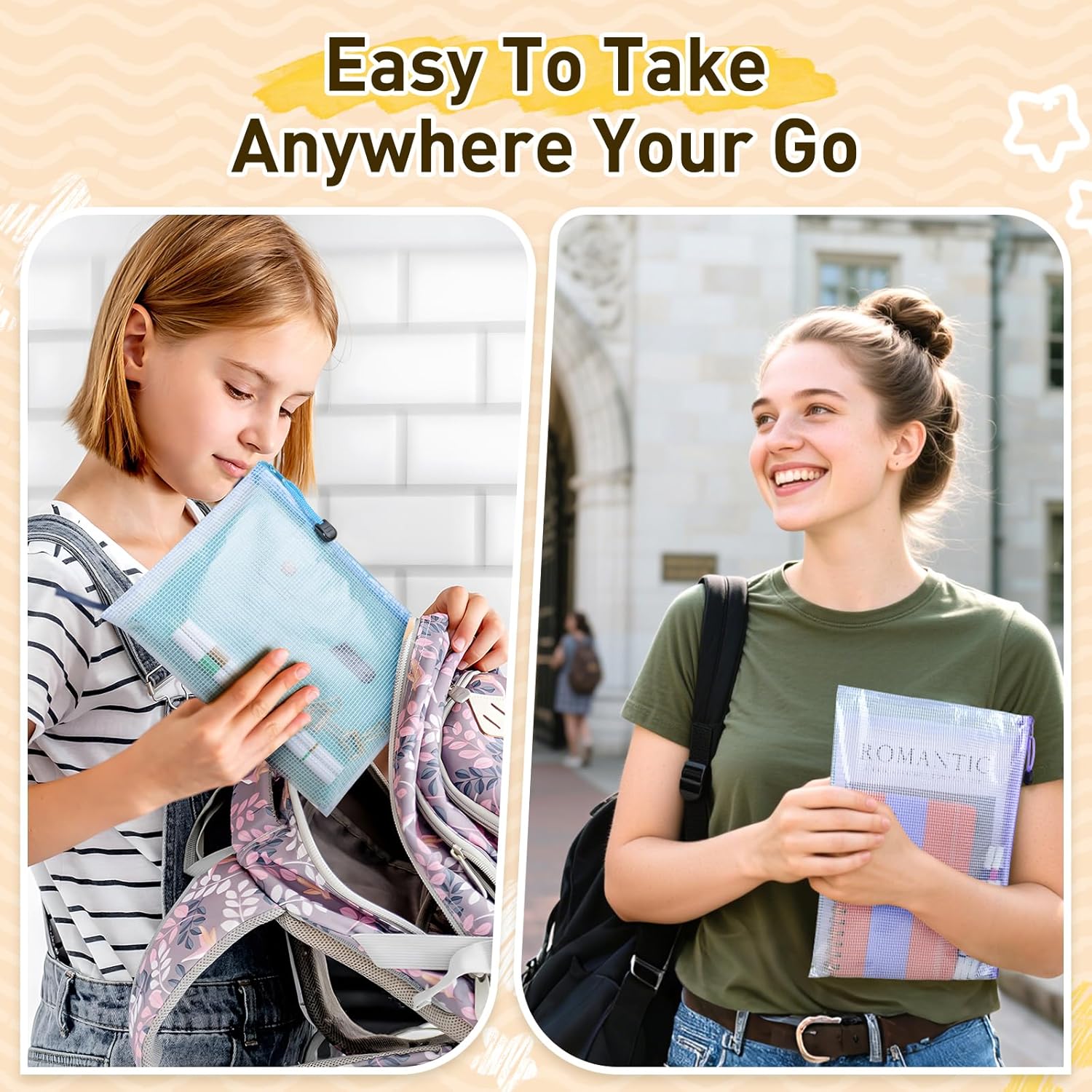 26pcs Mesh Zipper Pouch Bags, 8 Sizes Plastic Zippered Storage Bags for Organizing, Clear Pouches with Zipper, Waterproof Mesh Pouch for Office School Supplies, Home Organize, Travel Storage - Image 5