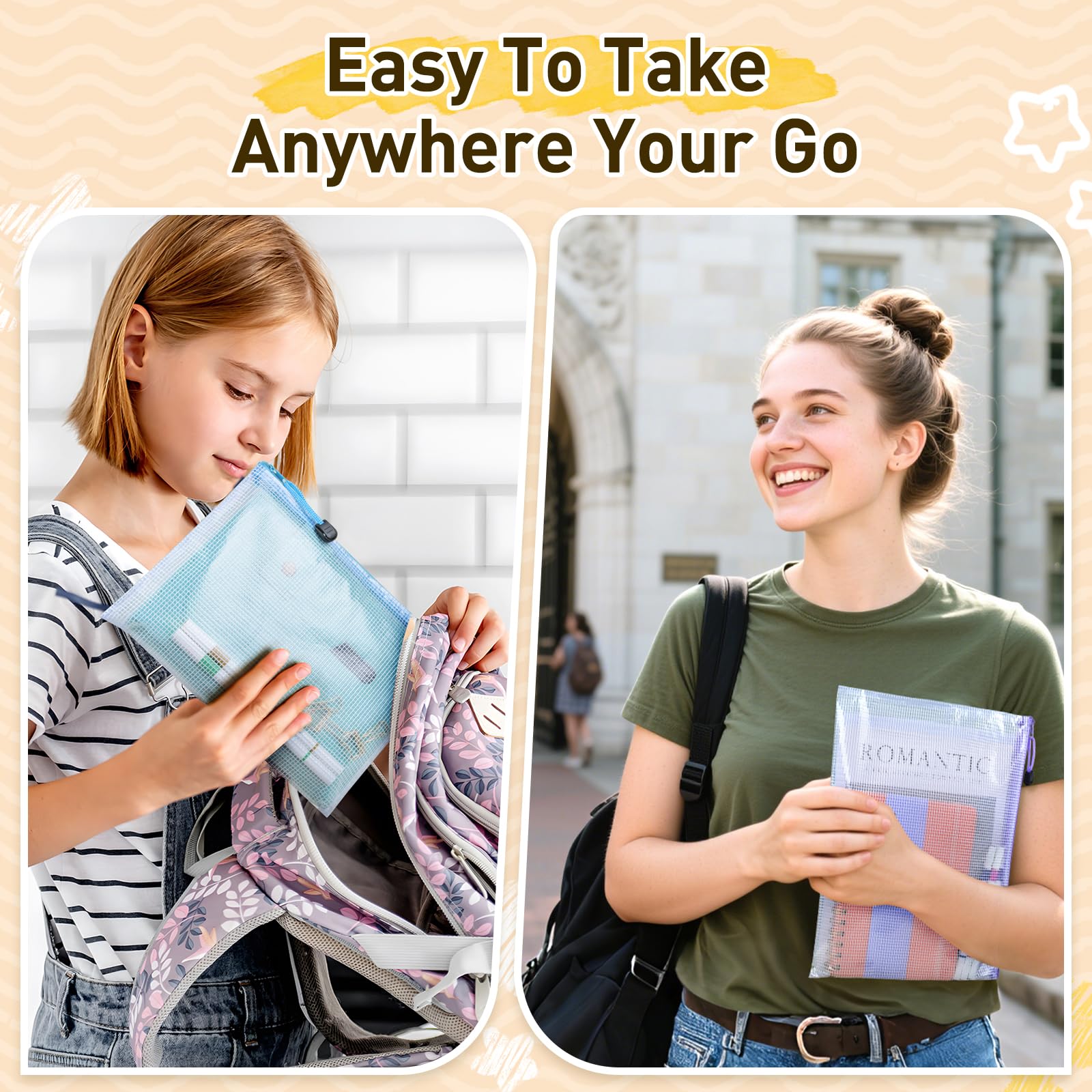 26pcs Mesh Zipper Pouch Bags 8 Sizes Plastic Zippered Storage Bags for Organizing Clear Pouches with Zipper Waterproof — view 5