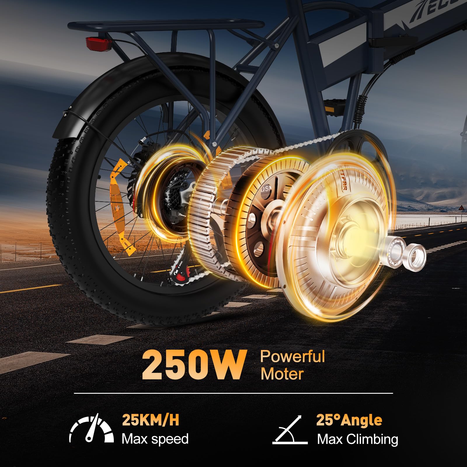 Elektryczny rower składany, 20" 4.0 Electric Fat Bike 7 prędkości z wymiennym akumulatorem 48V 12Ah Ebike na każdy teren, MTB, plażę i śnieg, dla mężczyzn i kobiet