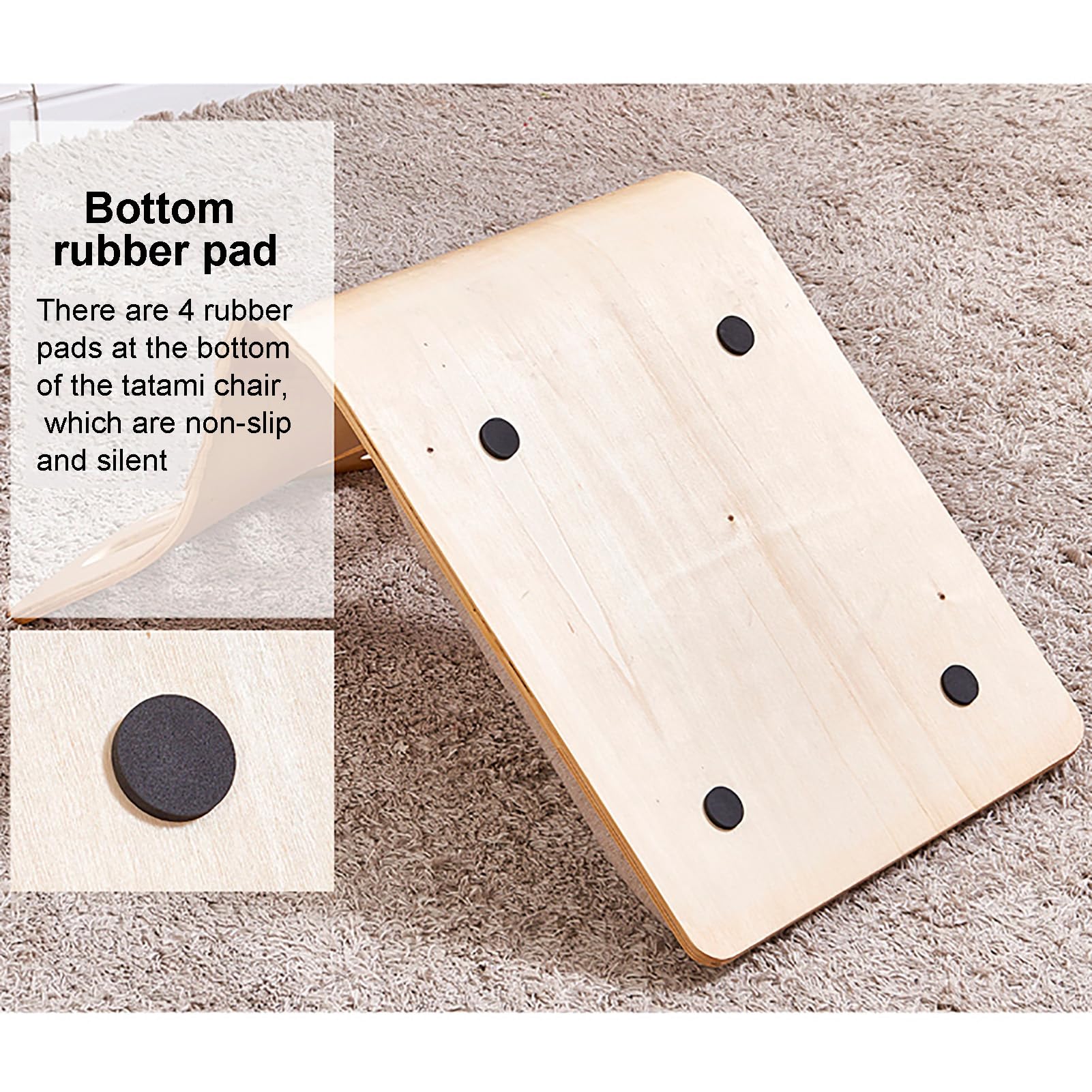Silla Japonesa para Sala de Estar,Silla Tatami Sin Patas, Silla de Suelo de Meditación de Madera,Silla con Ventana Salediza, Sofá Perezoso con Respaldo(46X37X43cm(18x15x17inch), T)