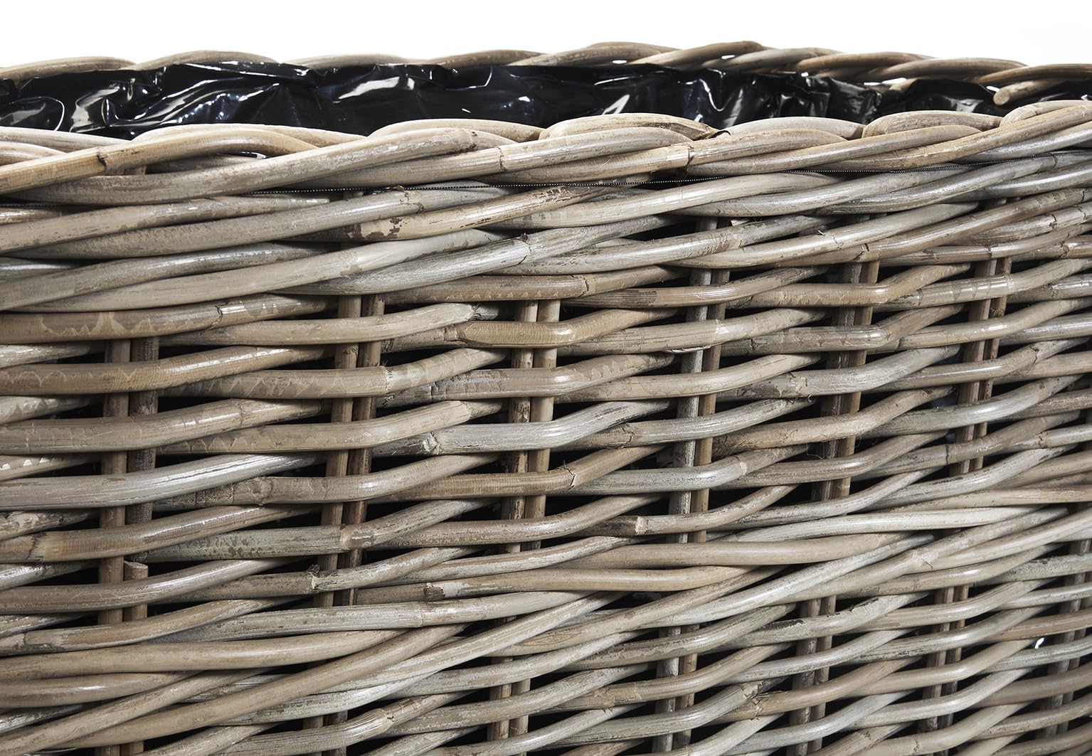 Kobolo Blumenbank LALE eckiger Pflanzkorb aus Rattan 71x37x35 cm Grau