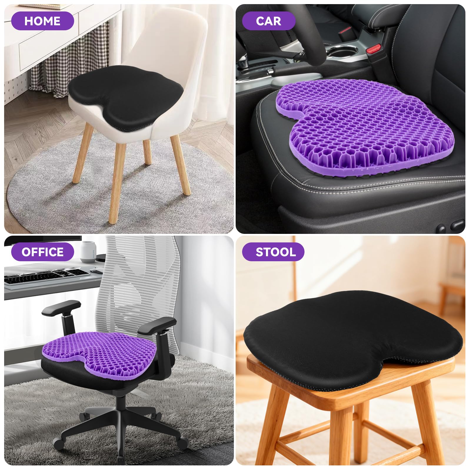 Cuscino ortopedico extra grande, 48 x 38 x 5 cm, struttura a nido d'ape per un sostegno forte, allevia il dolore ai glutei/lombi, ideale come cuscino per auto, sedia da ufficio e sedia a