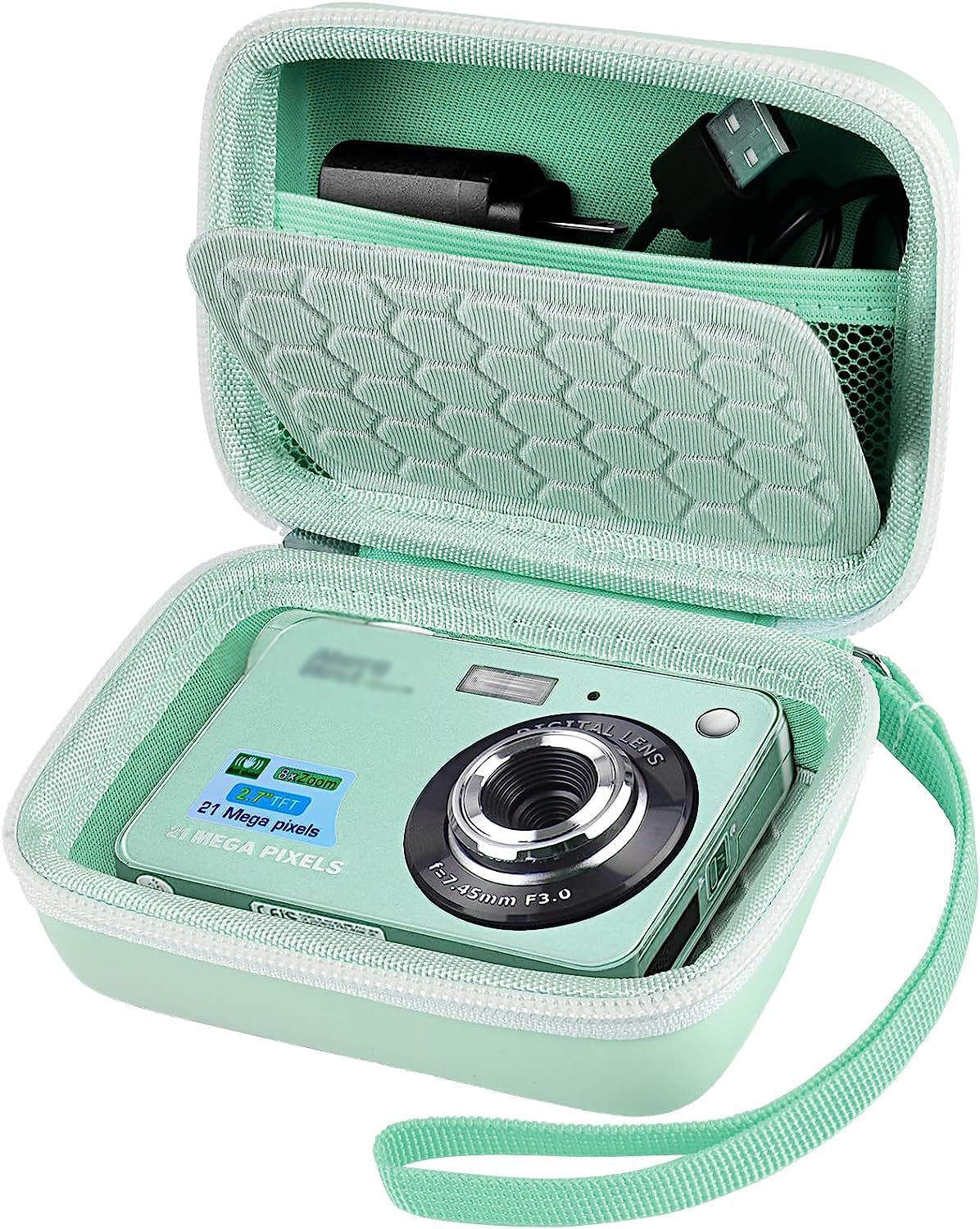Comecase AbergBest 21 Megapixel 2.7 Inch LCD Rechargeable HD Digital Camera Protective Case/Kodak Pixpro/Canon PowerShot ELPH 180/190 / Sony DSCW800 / DSCW830 for Travel - Light Green