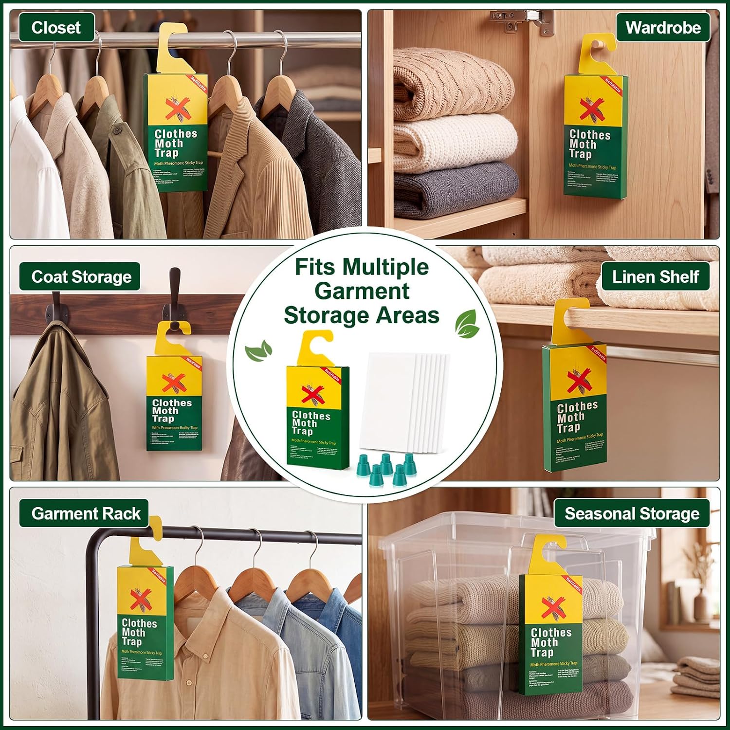 20 Pcs Clothes Moth Monitoring Kit with Pheromones for Closet Wardrobe