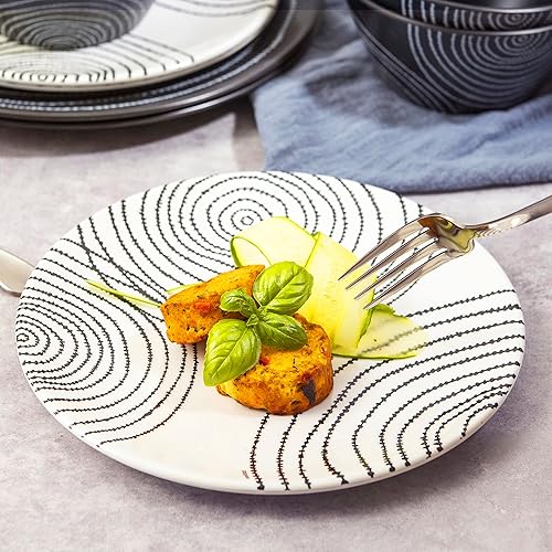 Miniatura 3 de Bzyoo Black Planet Collection - Juego de vajilla de 12 piezas (servicio para 4) vasos de plástico de 14 onzas, juego de 6 piezas