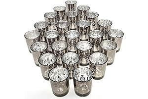 24 Pcs Black Glass Candle Holder, Mercury Glass Bulk for Home Decor