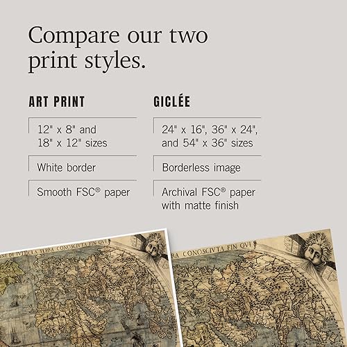 Miniatura 6 de Lantern Press 12x18 Inch Art Print, Panoramic Map of the World, 1565