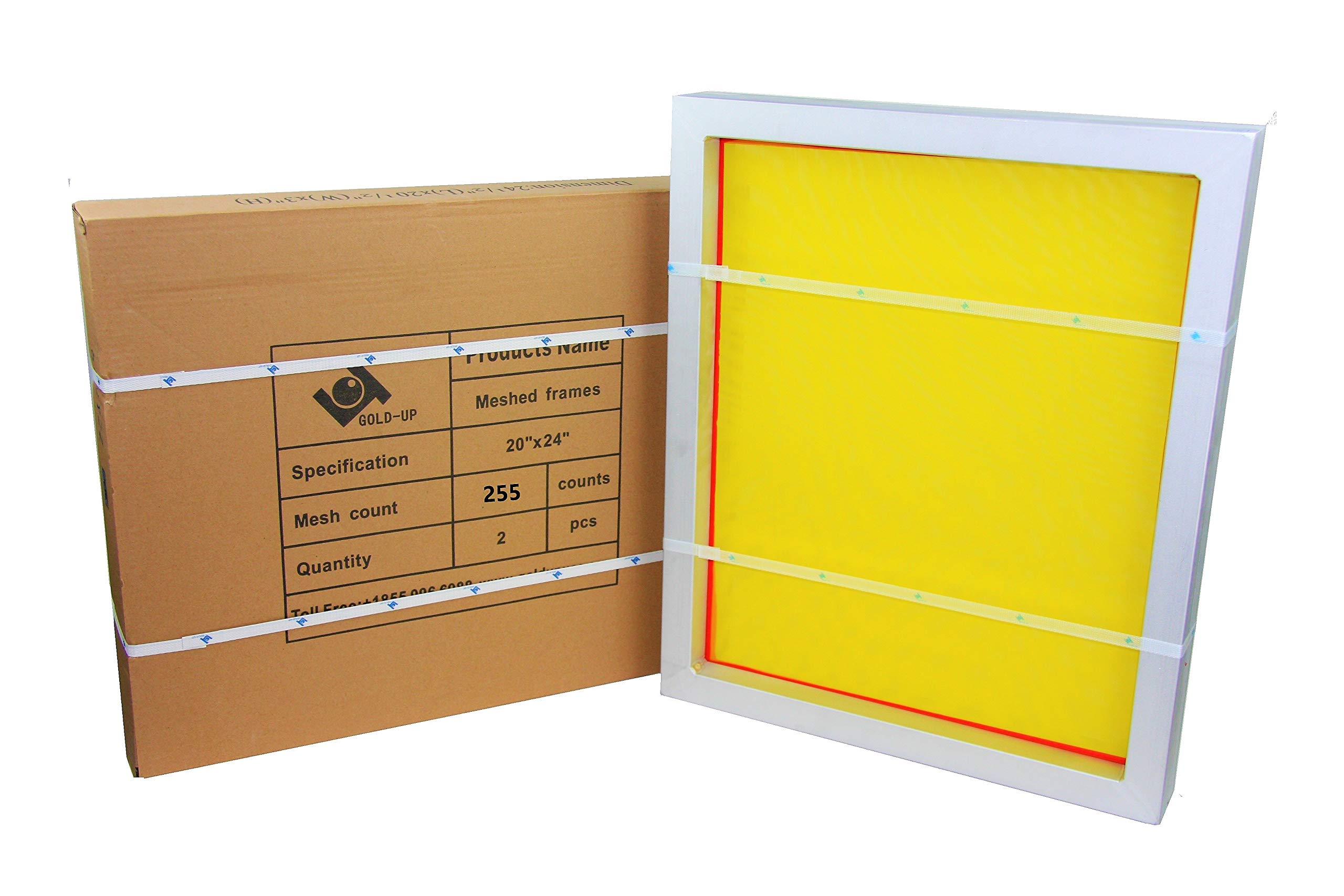 20 x 24 Inch Pre-Stretched Aluminum Silk Screen Printing Frames with 255 Yellow Mesh (2 Pack Screens)