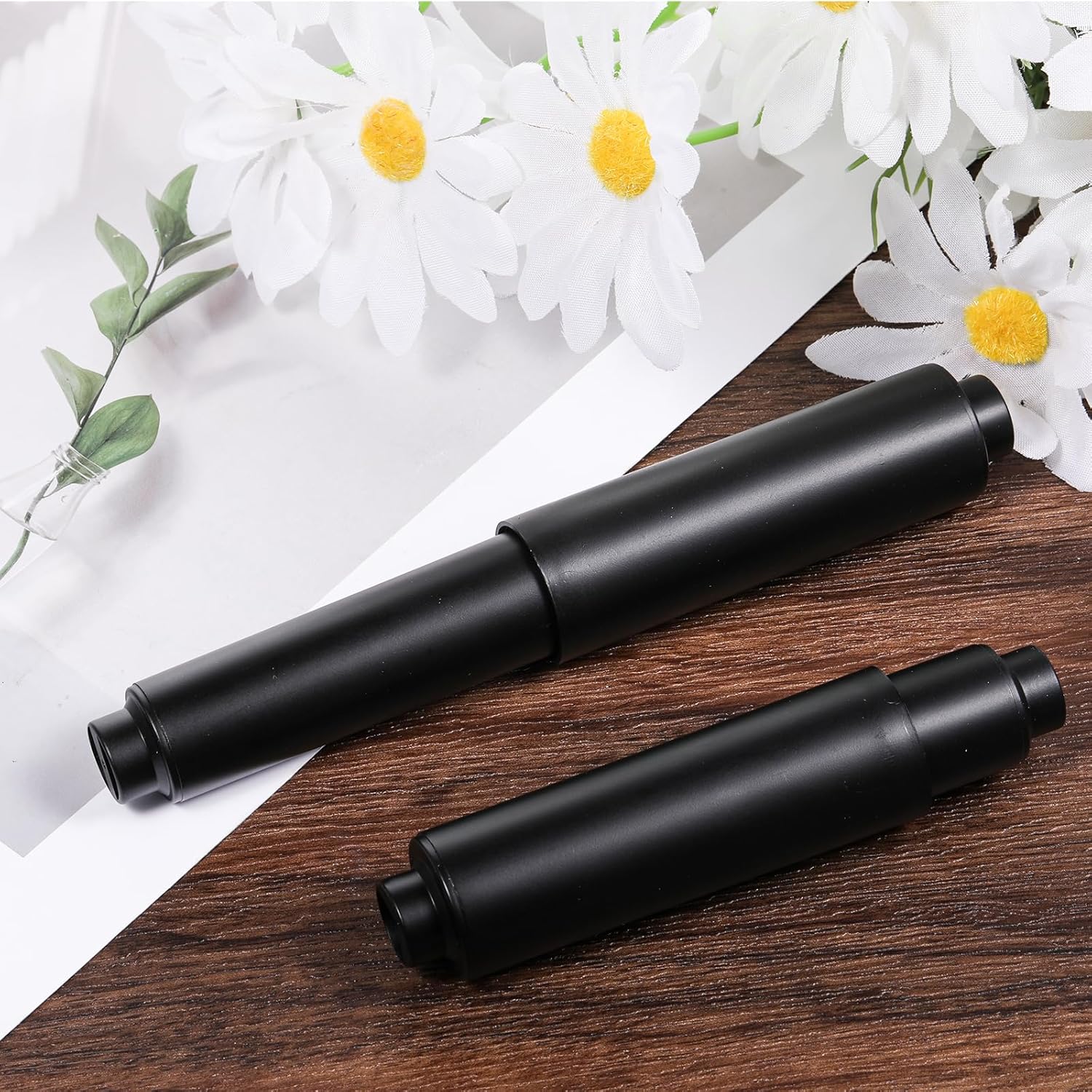 Paper Toilet Holder Replacement Rod, 2PCS 6.5inch Toilet Paper Holder Roller, Black