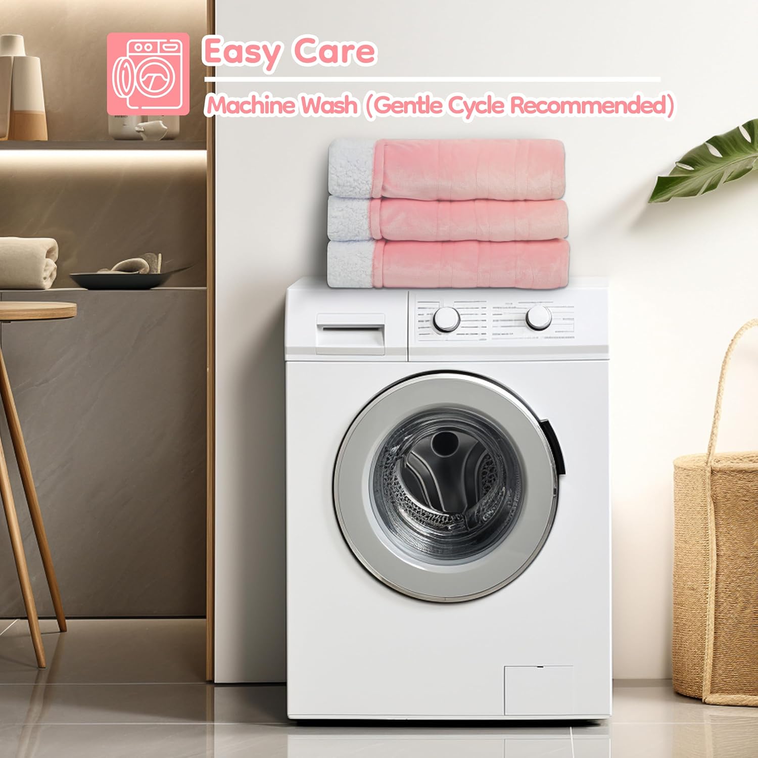 Electric Heated Blanket Queen Size - 84"x90", Soft Flannel Heating Blanket, 10 Heating Levels, 1-12 H Auto Shut Off, Dual Controllers, Breathable Warm and Washable for Bed, Light Pink - Image 5