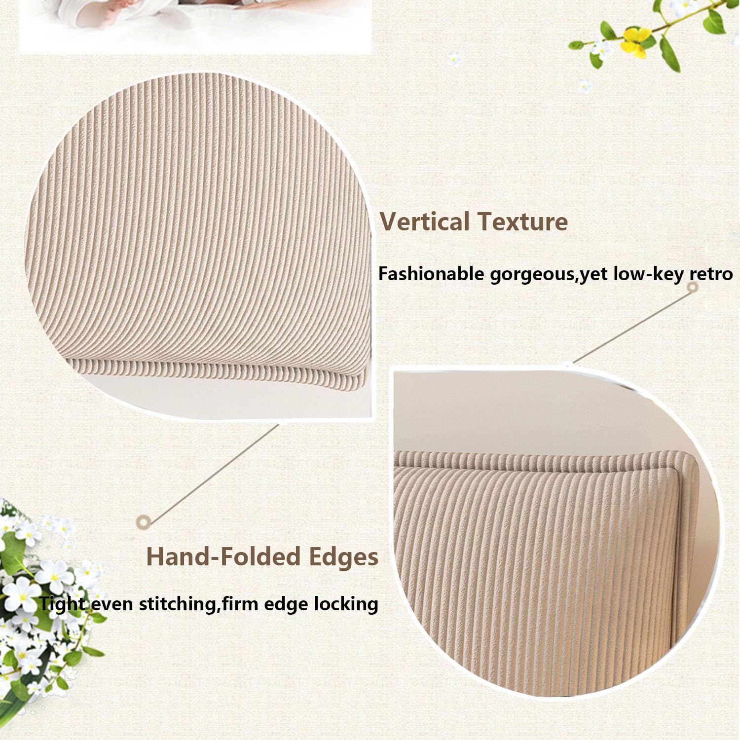 Hoofdbord Hoes,Hoes Voor Het Hoofdbord Van De Bed,Zachte Stretch Corduroy Stof,Kussen Bed Leeskussen,Afneembaar Stofdichte Bed Head Protector Cover,Voor Slaapkamer Decor(200 * 60 * 6cm(Paste),Beige
