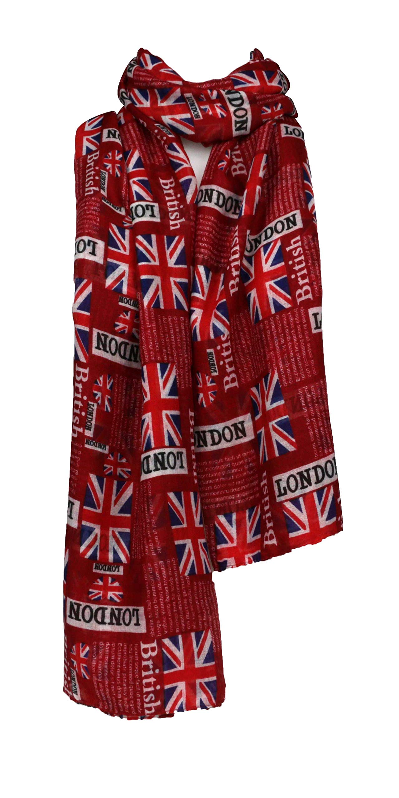 Union Jack UK Flag Newspaper Scarves (Red)
