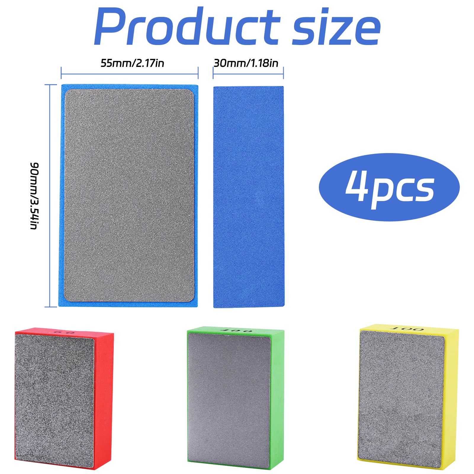 4 pz Cale per levigare piastrelle, cuneo per levigare diamante tamponi di lucidatura manuali, cuneo levigatura per piastrelle in marmo cemento (60# 100# 200# 400#)