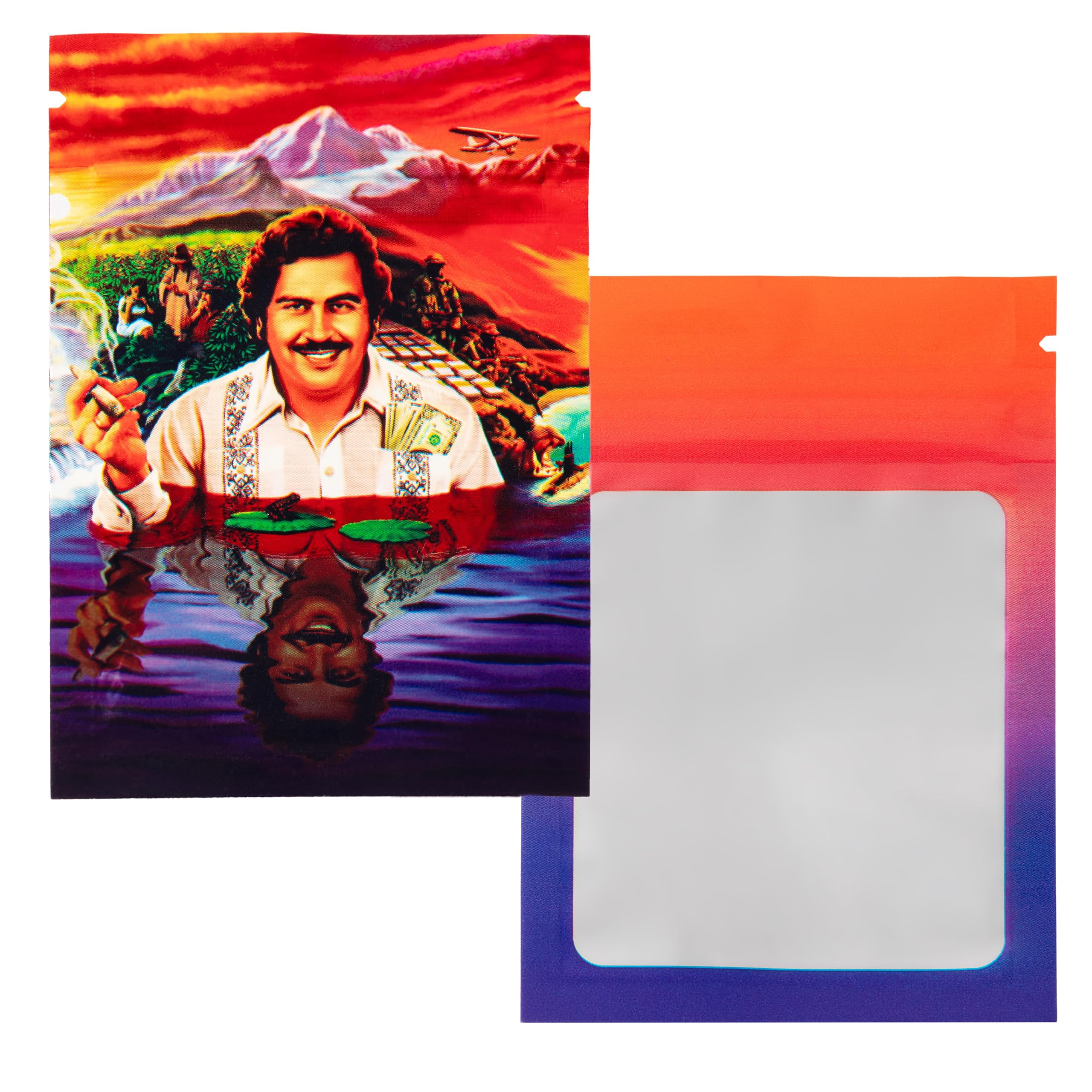 Pablo Escobar Design Resealable Smell Proof Aluminium Foil, Candy & Cookie Bags, Storage Ziplock Sandwich Bags, 2.75x3.93in