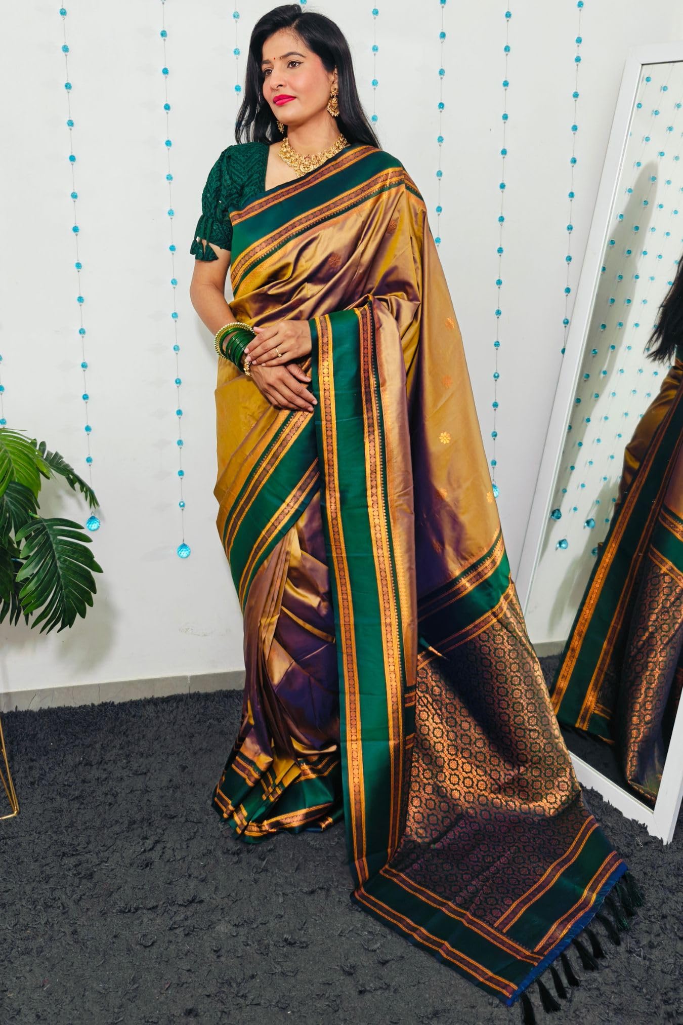 SGF11 Women's Kanjivaram Ready To Wear Pure Soft Silk Saree With Blouse Piece (Grey) product image 7