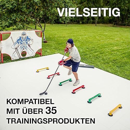 Miniatura 8 de Hockey Revolution My Puzzle - Azulejos de suelo duraderos, superficie de entrenamiento entrelazada para manipulación de palos, disparos, pases,