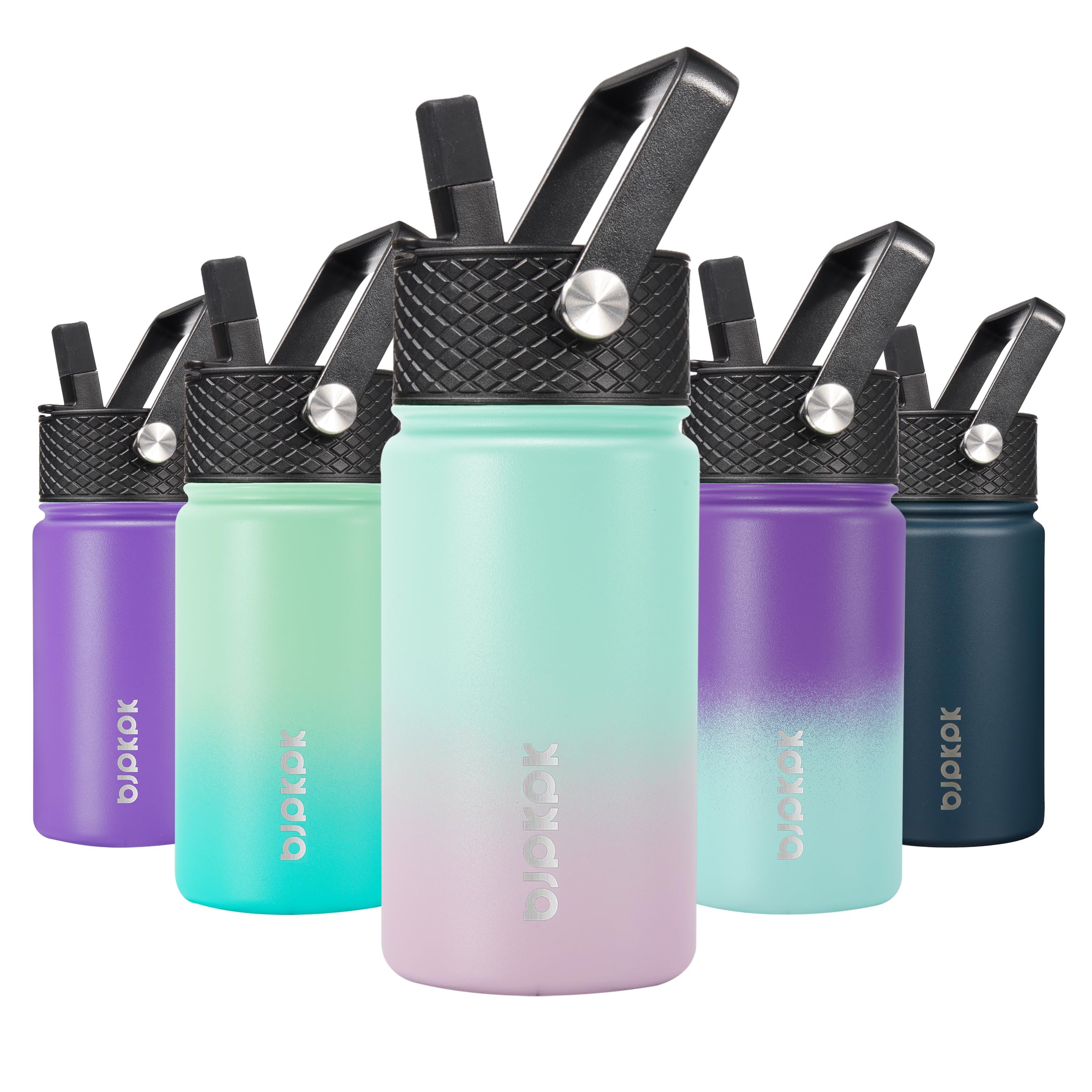 BJPKPK Insulated Water Bottle, 15oz Stainless Steel with Straw Lid